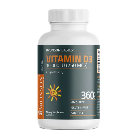Bronson Vitamin D3 10,000 IU — عبوة مكمل غذائي / dietary supplement bottle