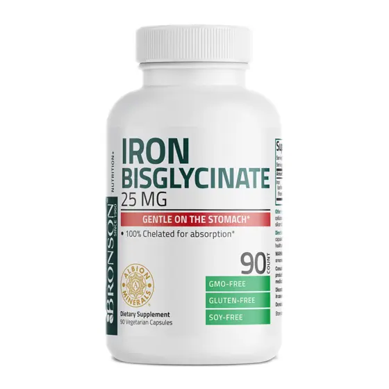 Bronson Iron Bisglycinate 25 mg — عبوة مكمل غذائي / dietary supplement bottle
