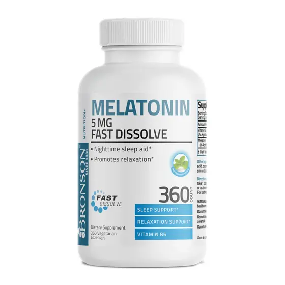Bronson Melatonin 5 mg Fast Dissolve — عبوة مكمل غذائي / dietary supplement bottle