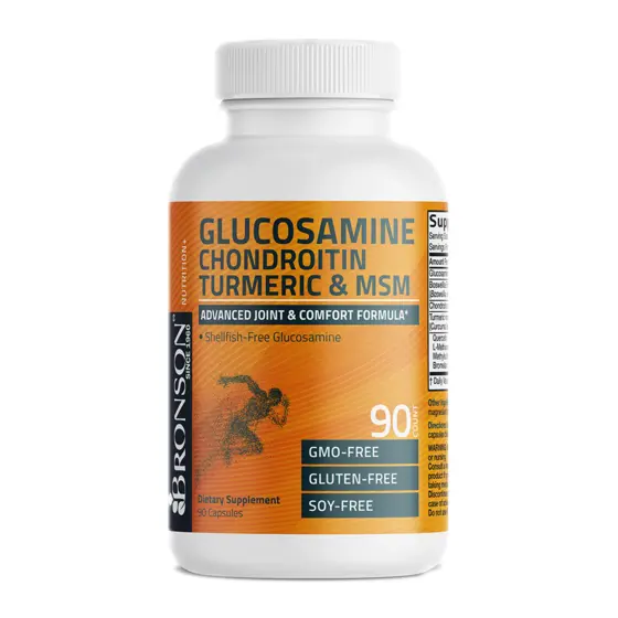 Bronson Glucosamine Chondroitin Turmeric & MSM — عبوة مكمل غذائي / dietary supplement bottle