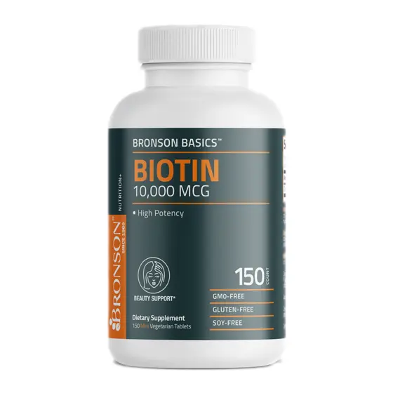 Bronson Biotin 10,000 mcg — عبوة مكمل غذائي / dietary supplement bottle