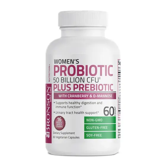 Bronson Women's Probiotic 50 Billion CFU Plus Prebiotic — عبوة مكمل غذائي / dietary supplement bottle