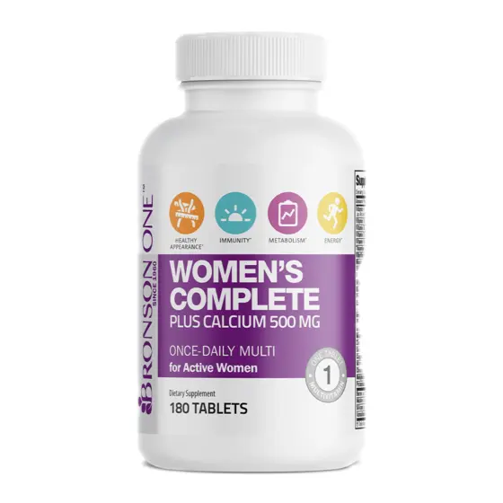 Bronson Women's Complete Plus Calcium 500 mg — عبوة مكمل غذائي / dietary supplement bottle