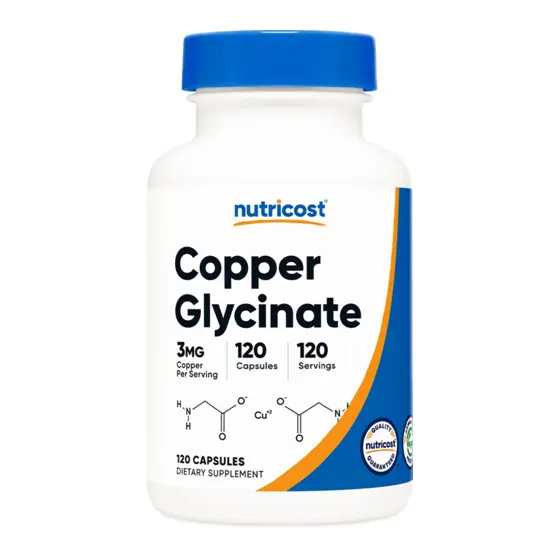 Nutricost Copper Glycinate 3 mg — عبوة مكمل غذائي / dietary supplement bottle