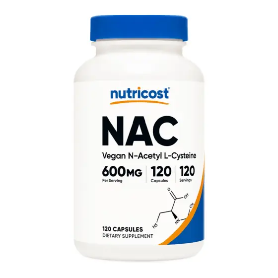 Nutricost NAC 600 mg (120 Capsules) — عبوة مكمل غذائي / dietary supplement bottle