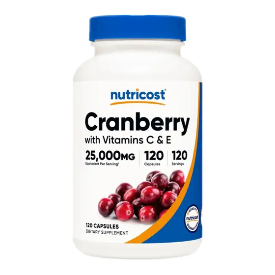 Nutricost Cranberry with Vitamins C & E — عبوة مكمل غذائي / dietary supplement bottle