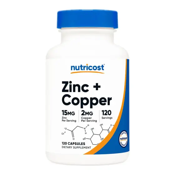 Nutricost Zinc + Copper — عبوة مكمل غذائي / dietary supplement bottle