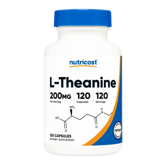 Nutricost L-Theanine 200 mg — عبوة مكمل غذائي / dietary supplement bottle